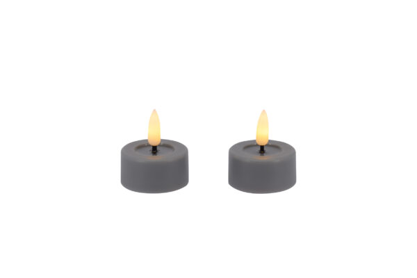 LED Teelicht 2er Set Basic Kunststoff grey