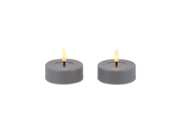 LED Teelicht 2er Set Basic Kunststoff grey