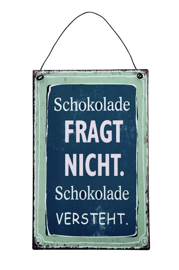 Schild-Schokolade / 13xH20cm / blau-grau