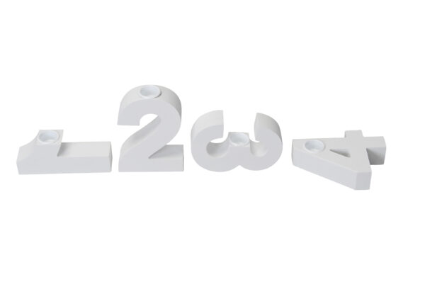 Kerzenhalter 12x3xH5cm / 8,5x3xH12cm / 12x3xH7,5cm / 12x8xH3cm / weiss