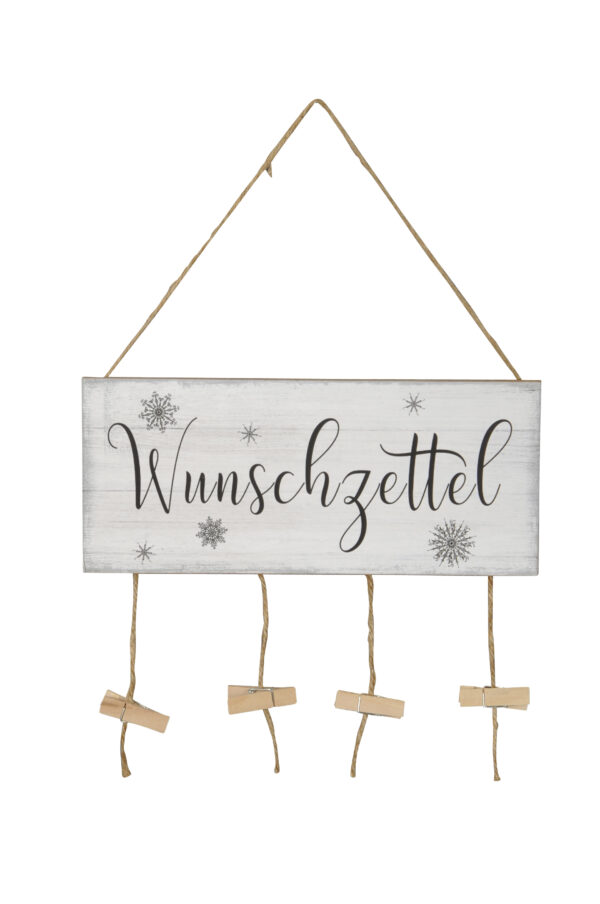Schild Wunschzettel zum Hängen / 30xH13cm + 16cm Hänger / schwarz