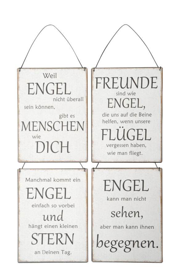 Schild Engel zum Aufhängen / 15xH20cm + 8cm Hänger / creme