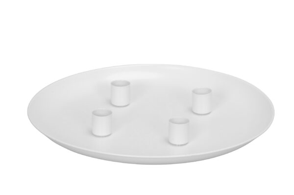Teller mit 4 Magnetkerzenhaltern / D30xH2cm / weiss