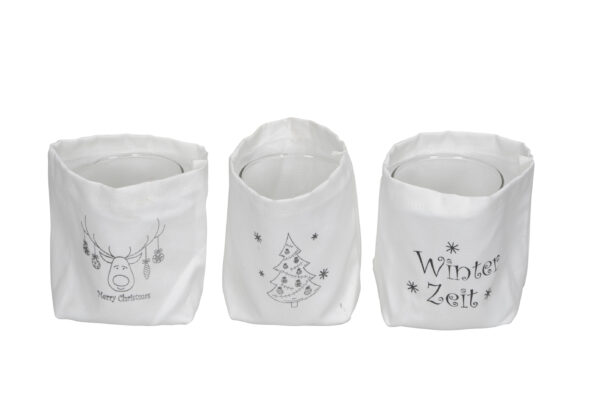 Windlicht / 8x8xH12cm / weiss-schwarz
