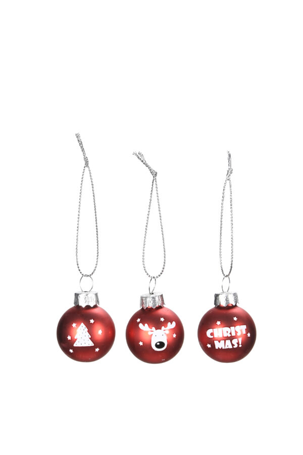Kugeln zum Aufhängen / D3cm + 6cm Hänger / rot-weiss