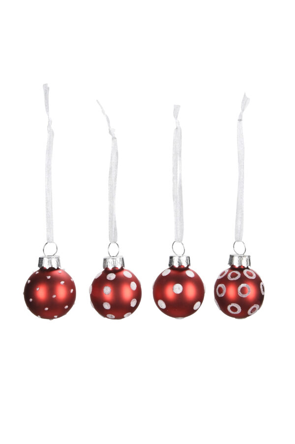 Kugeln zum Aufhängen / D3cm + 6cm Hänger / rot-weiss