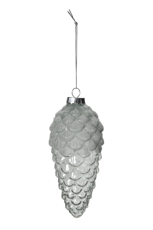 Zapfen zum Aufhängen / D6xH14cm + 7cm Hänger / grün