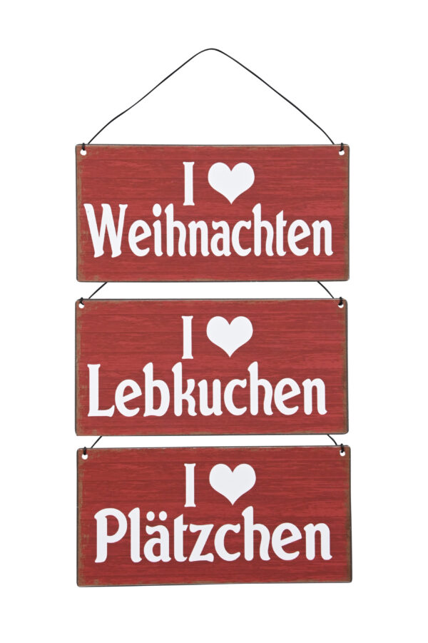 Schild zum Aufhängen / 20xH10cm + 7cm Hänger / rot-weiss