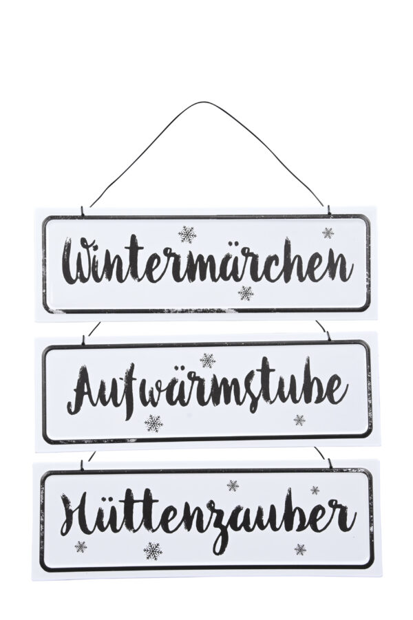 Schild zum Aufhängen / 30xH10cm + 9cm Hänger / weiss-schwarz