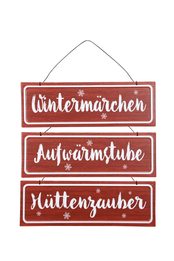 Schild zum Aufhängen / 30xH10cm + 9cm Hänger / rot-weiss