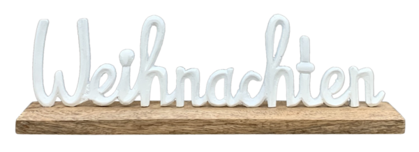 Schriftzug Weihnachten Puri weiß, Alu/Holz, 10x5x27 cm