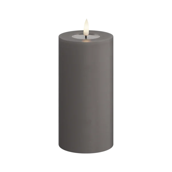LED Kerze grau, 7,5x15 cm